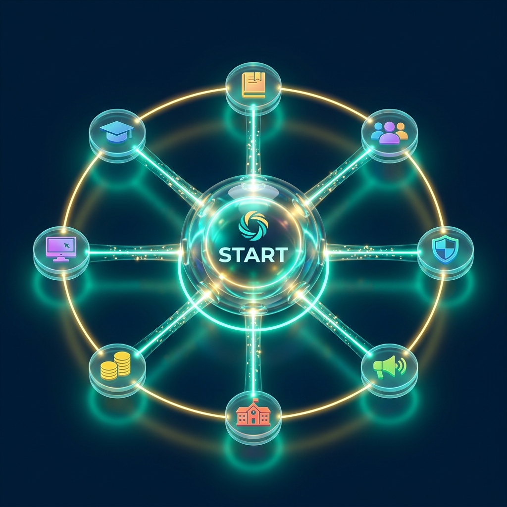 Ecosistema 3D START - Red de 8 Direcciones Conectadas